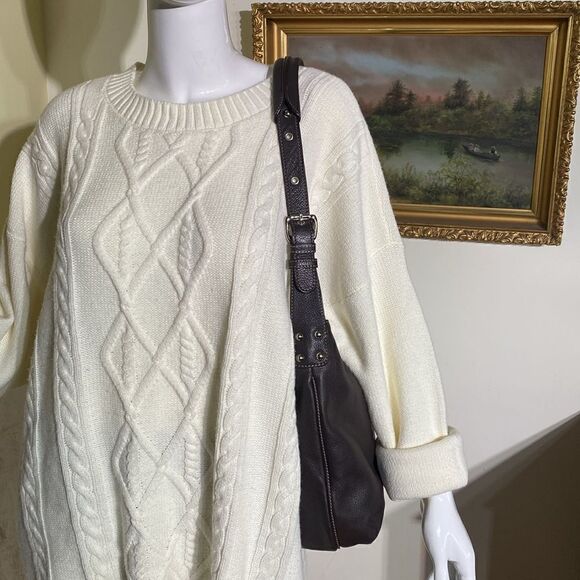 Tignanello Brown Leather Hobo Shoulder Bag - Picture 2 of 14